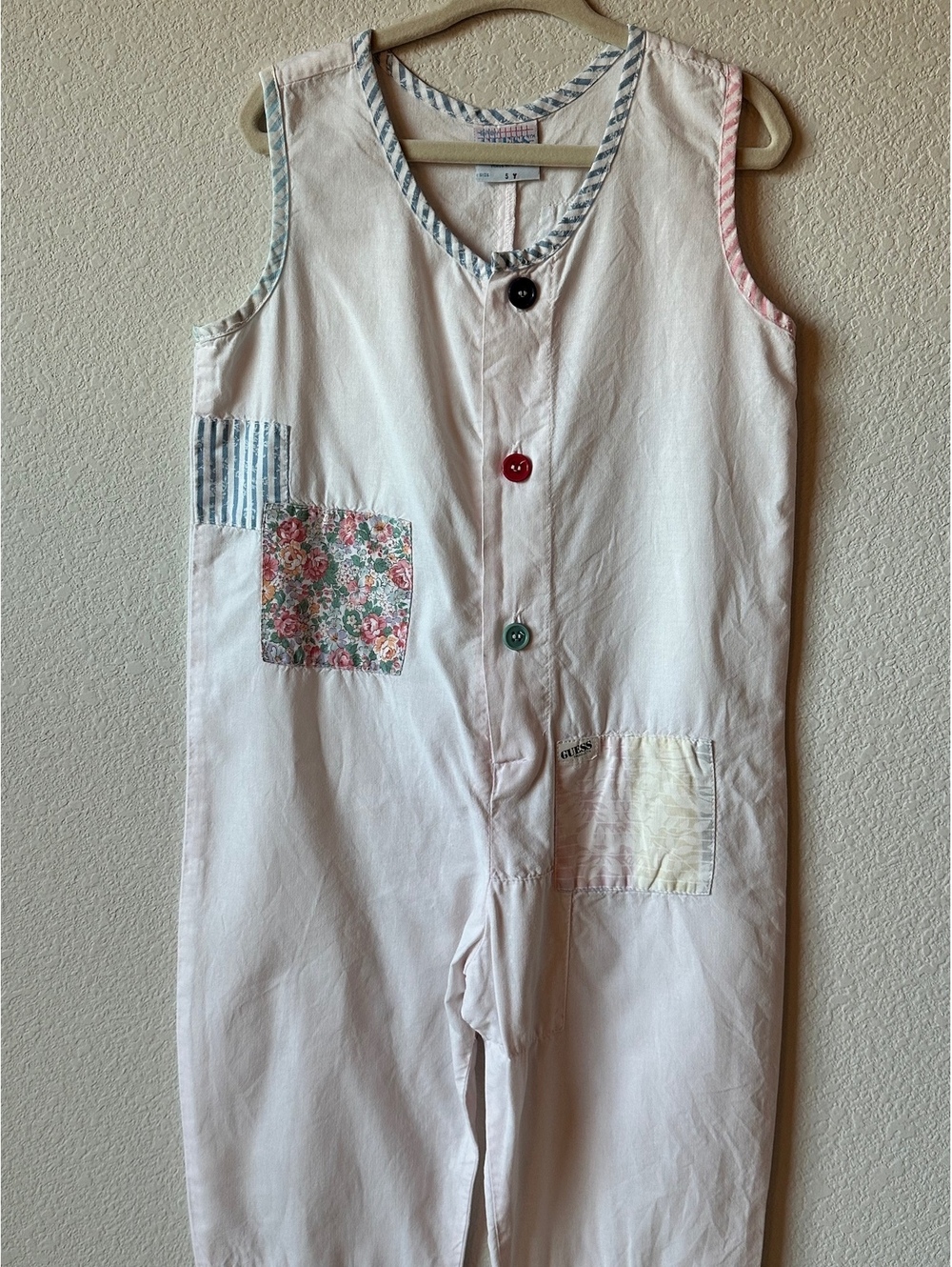 Vintage GUESS Georges Marciano Kids Patchwork Jumpsuit Romper Overalls Size 5Y